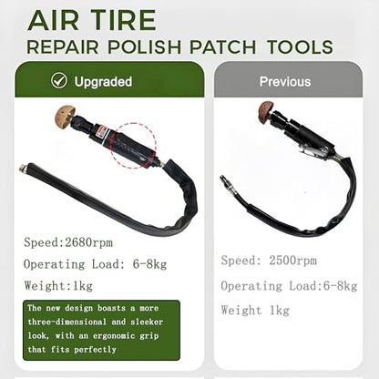 Upgrade Air Tire Repair Polish Patch Tools Heavy Duty, Includes 2650RPM Air Tire Buffer,Tire Inner Liner Scraper,40mm 55mm Patch Roller Tungsten Steel Buffing Wheel Tire Patch Tools kit