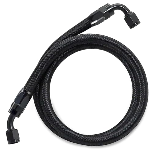Assembled 6AN Fuel Line Kit CPE with Hose End Fitting(45°+90°), 2FT - size: 2ft(45°+90°)