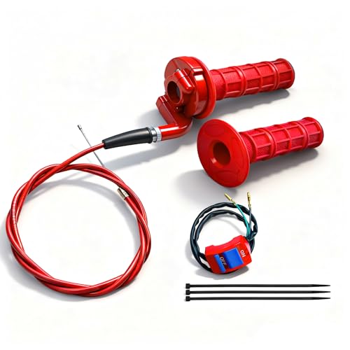 YRHHBYH 7/8 22mm Twist Throttle Accelerator Handle Grips for Pit Bike Mini Bike Throttle Cable Kit 4-Stroke Dirt Bike Pocket Bike for 50cc 90cc 110cc 125cc150cc 200cc 250cc (Red) - color: Red