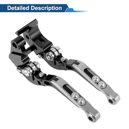 Brake Clutch Levers for Kawasaki ZX636R 00-04 Black Silver Tone - color: Black Handle Silver Tone End