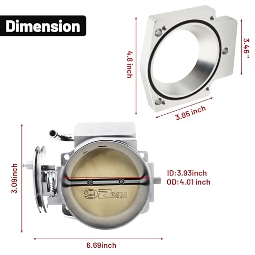 92MM Throttle Body with TPS IAC Sensor and Throttle Body Spacer Adapter Fits for Chevy GM Gen III LSX LS LS1 LS2 LS7 Engine Silver - size: 92MM Silver with TPS & Spcaers