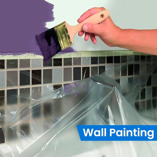 TAPEBEAR Pre-Taped Masking Film Plastic Sheeting Cover for Painting - size: 24" x 66Feet
