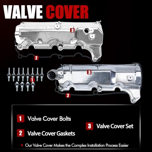 MITZONE Aluminum Valve Cover Set Compatible with 2001 2002 2003 2004 2005 Ford Explorer Sport Ranger Mercury Mountaineer 4.0L 1L2Z6582CA 4L5Z6582JA - size: 2002-2003 Ford (Pair)