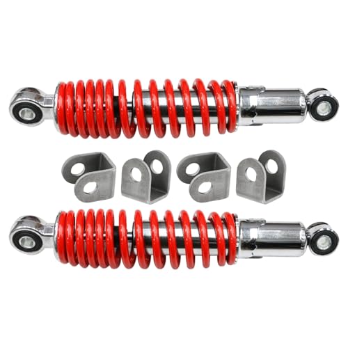 10" 260mm Front Shock Absorbers 400lbs Load for Go Kart, ATV, UTV, Drift Trike, Golf Cart, Quad, Buggy, Pit Bike, Lawn Mower – Heavy-Duty Red Suspension Set (w/Mounting Bracket) - color: w/ Mounting Bracket