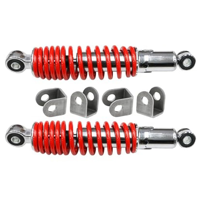 10" 260mm Front Shock Absorbers 400lbs Load for Go Kart, ATV, UTV, Drift Trike, Golf Cart, Quad, Buggy, Pit Bike, Lawn Mower – Heavy-Duty Red Suspension Set (w/Mounting Bracket) - color: w/ Mounting Bracket