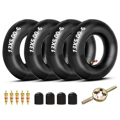 FVRITO 13x5.00-6 13x5x6 Inner Tube Heavy Duty Replacement Compatible with Razor Dirt Quad Versions 1-18 Go Kart ATV Lawn Mower Snow Blower Yard Tractor Hand Truck Wagon Pressure Washer Air Compressor - size: 13x5.00-6(4 Pack,Bent Valve）