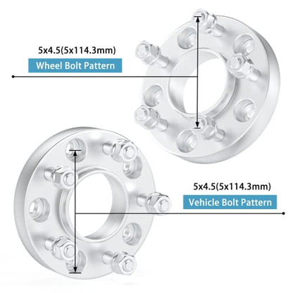 5x4.5 Wheel Spacers 1" (25mm),1/2"-20 Studs, 70.5mm Bore for Mustang Ranger