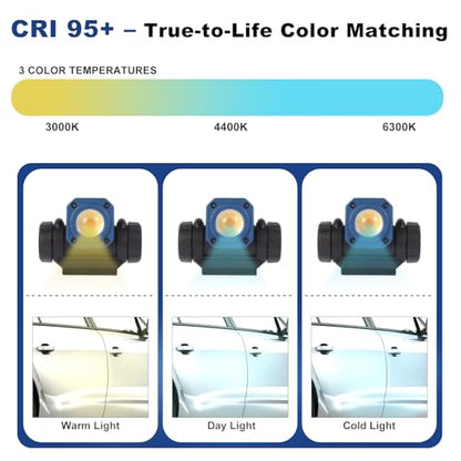 NextLED NT-R3202 Rechargeable Paint Spray Gun Light, CRI 95+ Color Match with 3 Lighting Modes (3000K/4400K/6300K), 450 LM, Mountable & Detachable, Wide Beam, Universal Auto Paint Gun Light Bracket