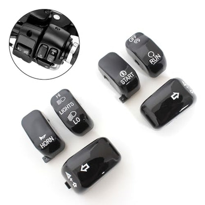 Motorcycle Hand Control Switch Button Cover Cap Kit Fit for Harley 1996-2017 VRSC Sportster,1996-2013 XL & XR,1996-2011 Dyna,1996-2010 Softail and 1998-2001 Road King Models,6pcs (Black) - color: Black