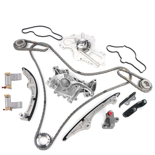 Timing Chain Kit - with Water Pump & Oil Pump Fits for 2007-2010 Ford-Edge Taurus, for 2007-2010 Lincoln-MKZ & MKX 3.5L 3.7L V6,for 2008-2010 CX-9 3.7L Engine Replace OE AT4Z-6306-A AW6023