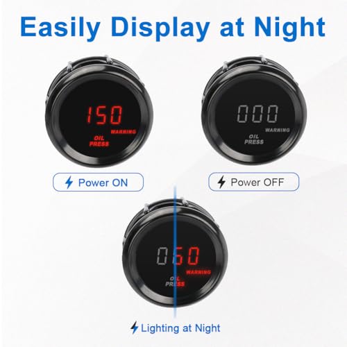 0-150 PSI Oil Pressure Gauge 2inch 52mm Press Gauge Meter Kit DC12V - size: Oil Pressure Gauge 2