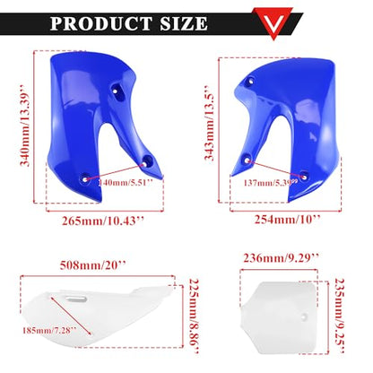 PRO BAT ABS KX 65 KLX 110 Plastic Fender Fairing Body Work Kit Set - color: White&Blue Plastic Fender Kit
