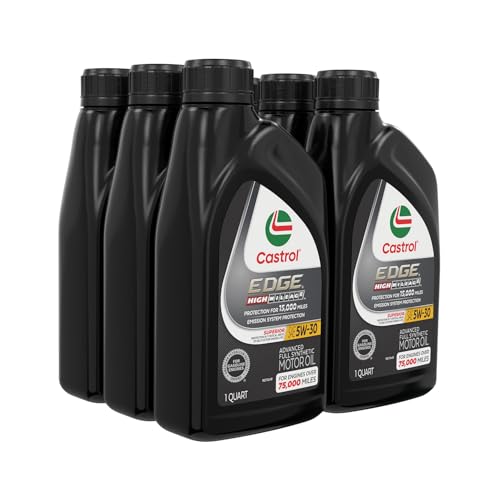Castrol EDGE High Mileage 5W-30 Advanced Full Synthetic Motor Oil, 1 Quart, Pack of 6 - size: 1 Quarts (Pack of 6)