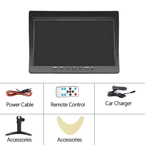 Hikity 10 Inch Small Monitor Screen Video Displays Quad Split HD Screen - size: 10 Inch+Car Charger