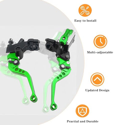 Universal Motorcycle 7/8" 22mm Handlebar Brake Master Cylinder Clutch Lever CNC Left & Right Set Compatible with Honda Kawasaki Suzuki Yamaha（ Piston Diameter 12.7mm (Green) - color: Green