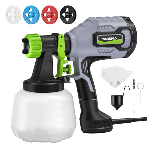 WORKPRO 600W HVLP Paint Sprayer with 4 Nozzles & 44 fl.oz Container