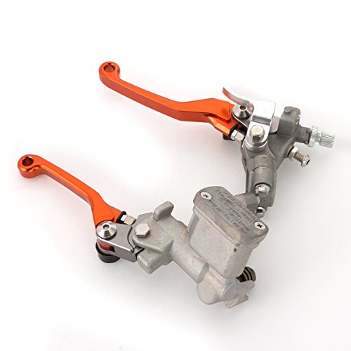 Dirt Bike Brake Master Cylinder Reservoir Cable Clutch Levers for 125 144 150 200 250 300 350 400 450 505 525 SX SXF XC XCW E-X-C MXC XCF XCRW - color: Orange