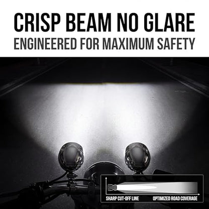 2 Pcs Chrome LED Motorcycle Fog Passing Lights - color: White Light