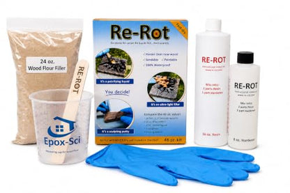 Re-Rot Wood Repair Kit, 48 oz Epoxy with Wood Filler & Tools - size: 48 Ounce
