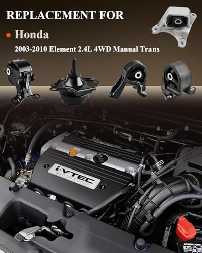 Engine Motor Trans Mount Kit for Honda Element 2003-2010 4WD 2.4L - style: Set of 5 for Honda Element 2003-2010 4WD