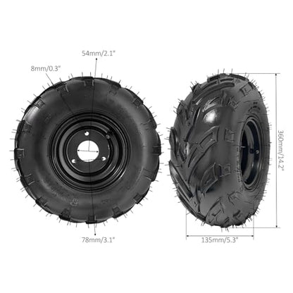 TWO Wheels 145/70-6 Tubeless Wheel Tires with 6'' Rims 3 Bolt Pattern for 50cc 70cc 90cc 110cc 125cc ATV Go Kart UTV Quad Bike 4 Wheelers (2)