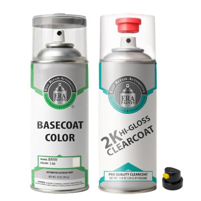 ERA Paints - 146 - Alpine White for BMW Exact OEM Color Match Automotive Touch Up Paint for Cars - Spray Paint with Premium Spray Nozzle - 2K Essential Kit - Made in USA - style: Spray - 2K Essential Kit