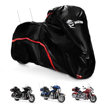 MZS Motorcycle Cover Waterproof Outdoor Storage, 420D All Season Weather Touring Protection Side & Top Box Cover fit up to 110" Compatible With Road Glide Ultra CVO Pursuit Limited Wing Voyager - size: 110" Touring Side & Top Box