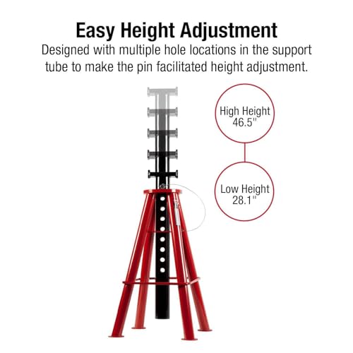 Sunex 1410 10-Ton, High Height, Pin Type, Jack Stands, Pair