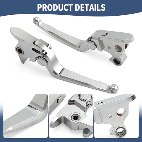 Motorcycle Levers Brake Clutch Handle Lever Adjustable Fit for Harley 2015-2024 Softail Fat Boy FLSB Street Bob FXBB Breakout FXLRS Fat Bob Low Rider FXLR Softail Slim FLHSC 114 (Long, Chrome) - color: Chrome, style: Long