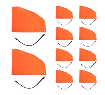(10 Pack) Orange 12" Turbo Saver Exhaust Cover & 21" Rubber Snap Tie w/Hook - Weather Resistant PVC Turbo Cover to Protect Equipment at High Speeds & Excessive Airflow During Transport - size: 12 Inch, style: 10 - Pack