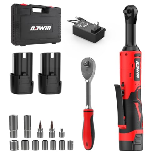 NAWIN 16.8V Electric Ratchet Wrench, 3/8" cordless ratchet with 2 Batteries, 40 Ft-lbs, Ultimate Mechanic Tool Set, Ratchet Wrench 3/8", Power Ratchet Tool Kit (Extended Cordless Ratchet) - color: 16.8v 3/8" Extended Cordless Ratchet