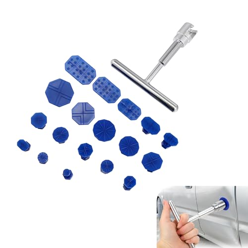 19 PCS Car Dent Puller Tool, Paintless Repair Tool Kit with T-handle, Manual Dent Pulling Remover, Universal Portable Device for Car Truck Motorcycle Body (Multicolored)