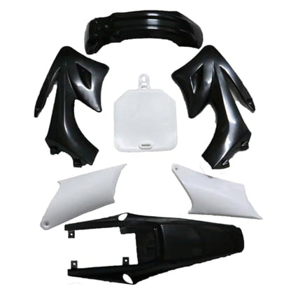 Motorcycle Full Fender Fairing Kit for Apollo 110cc 125cc 140cc 150cc 200cc 250cc Dirt Pit Bikes | Durable ABS Plastic Panels with Front, Rear Fender, Number Plate & More (Black) - color: Black