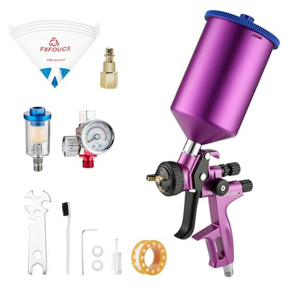 HVLP Air Spray Gun Kit 1.7mm, Professional Automotive Paint Sprayer - color: Purple, size: 1.7mm