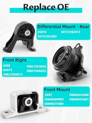 5PCS Engine Motor Mount and Transmission Kits for 2002-2006 CRV 2.4L AUTO - size: 50721S5C003
