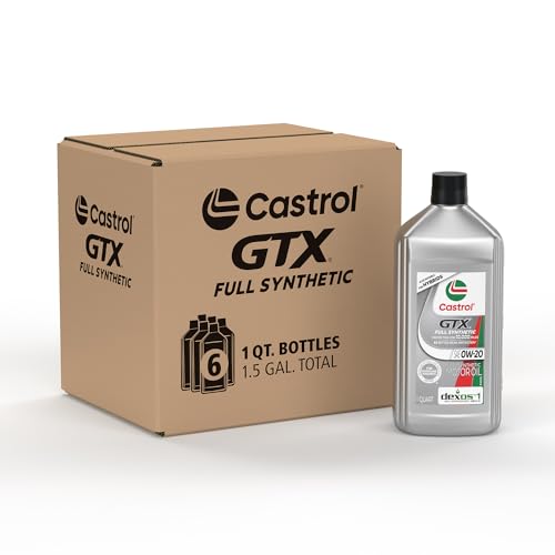 Castrol GTX Full Synthetic 0W-20 Motor Oil, 1 Quart, Pack of 6 - size: 1 Quart, Pack of 6