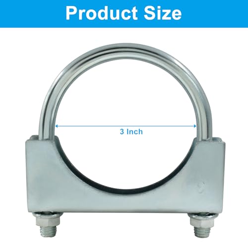 3" U Heavy Duty U-Bolt Clamp, Stainless Steel, 2-Pack - size: 3",2PCS