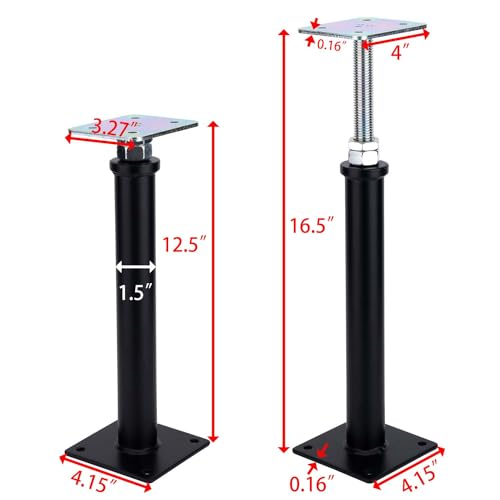 4팩 조절 플로어 잭 포스트 플로어 잭 리프트 지지대, 31.8-41.9cm(12.5-16.5인치) 조절 가능한 하우스 잭, 조절 지지대, 리프트 지지대, 미니 스크류 잭, 바닥 스트레이트너, 레벨 지지대 - size: AR 12.5-16.5