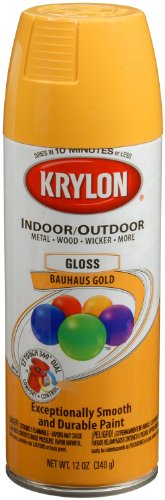 Krylon K05180107 ColorMaster Paint + Primer, Gloss, Bauhaus Gold, 12 oz. - color: Bauhaus Gold, size: 12 Ounce (Pack of 1), style: Gloss