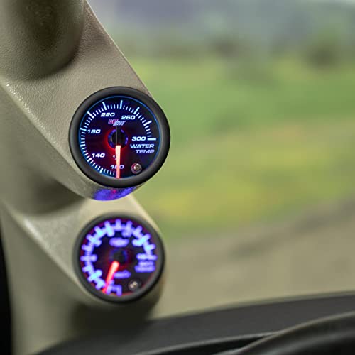 GlowShift Tinted 7 Color 300F Water Coolant Temp Gauge Kit, 2-1/16" 52mm