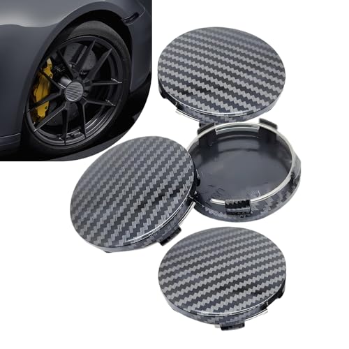 4PCS Car Wheel Hub Center Caps, 2.36" OD 2.2" ID Wheel Center Caps, Carbon Fiber ABS Snap-in Rim Hub Cover, Rustproof Center Caps for Rims, Universal Wheel Hub Decoration (Carbon Fiber) - color: Carbon Fiber-black