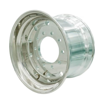 UNIRACING 22.5" x 14" Truck Wheels Super Single Forged Aluminum Rims Flat Face Outside Polished Hub Pilot - 10 Pack - color: Metallic Silver; 10 Pcs, size: 22.5"x14"; Outside Polished