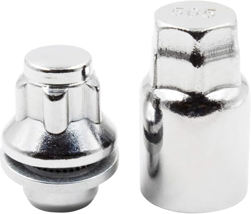 Wheel Accessories Parts 4 Locks + Key M12x1.5 12x1.5 Thread OEM Style Wheel Locks 1.5" Long Chrome Dual Hex Key 13/16" & 3/4" Hex Fits Toyota Camry | Corolla | RAV4 | Tacoma | - size: M12x1.5, style: Toyota