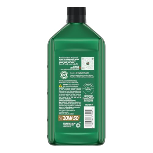 Castrol GTX High Mileage 20W-50 Synthetic Blend Motor Oil, 1 Qt, Pack of 6 - size: 1 Quart, Pack of 6