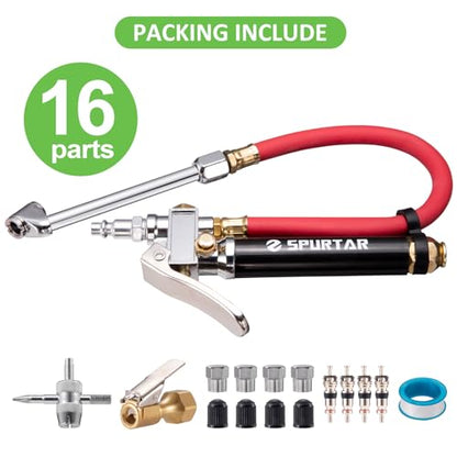 Spurtar 10-120 PSI Tire Pressure Gauge with Inflator Heavy Duty