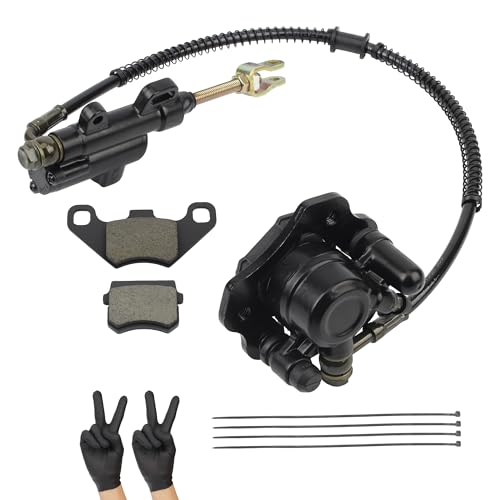 Rear Brake Master Cylinder Caliper Assembly and Brake Pad Compatible with 50cc 70cc 90cc 110cc 125cc Chinese TaoTao 110cc 125D 3050HD ATV 3050C SunL ATV Kids 4 Wheeler
