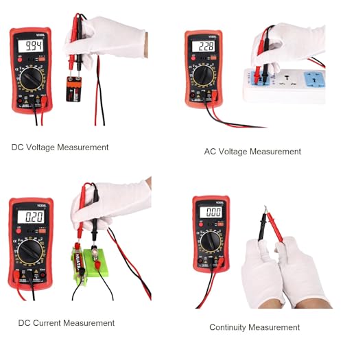 Digital Multimeter with Premium Probes, Measures AC/DC Voltage, Current, Resistance, Diode, Triode, Suitable for Household use, and Industrial use - Red