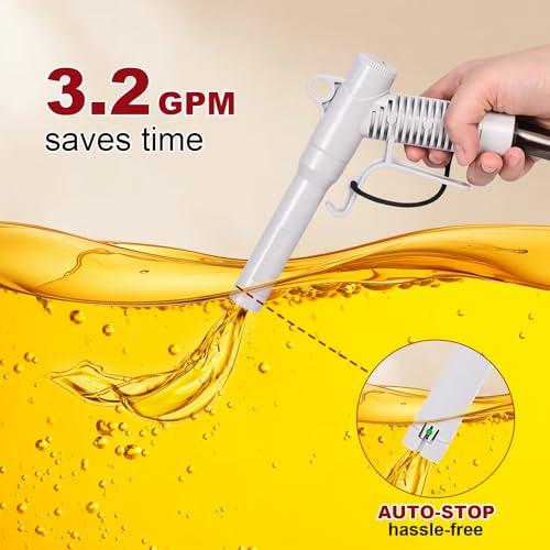 anngrowy Upgraded Cordless Fuel Transfer Pump Battery Powered or USB, Patented Adapter Fits Virtually All Cans, Gas Transfer Pump with Auto-Stop, 3.2 GPM, 51" Hose, Liquid Transfer Pump (Auto-stop) - style: Upgraded Auto-stop