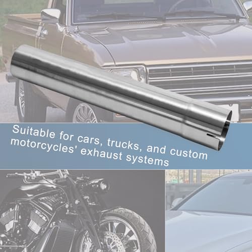 3 Inch Exhaust Pipe, T304 Stainless Steel (SS Tubo), Flared & Slotted End, Polished Finish, 17.3” Length, 3” OD-to-ID Adapter, Thickened Wall Straight Tubing for Car Truck Exhaust System - size: 3"-17.3"