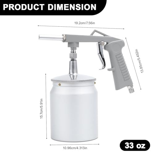 Air Undercoating Spray Gun with 33 oz Suction Feed Cup, Pneumatic Automotive Sprayer for Sprayable Truck Bed Liner Coating, Rubberized Undercoat, Chip Guard Paint and Rust Proofing - size: 1000cc